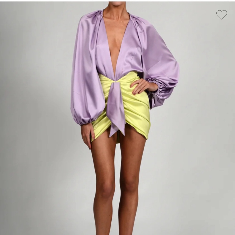 Chic Lavender Bodysuit and Lime skirt